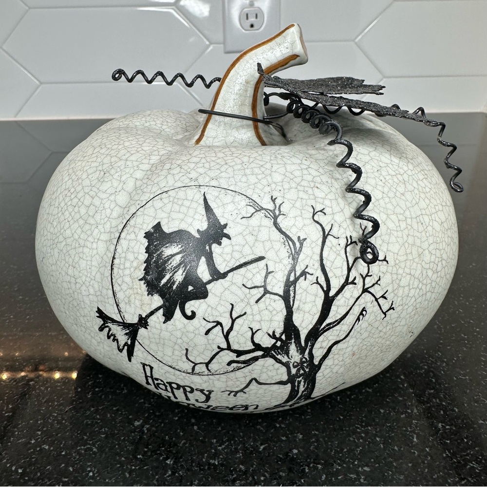 Pier 1 Happy Halloween Witch Pumpkin decor